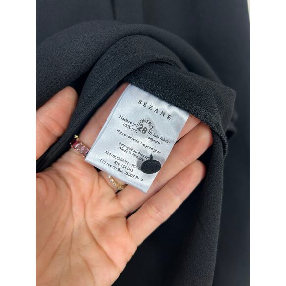 Sezane Abelia Longsleeve V-Neck Wrap Blouse Black Sz 4 - Picture 7 of 8